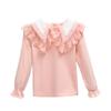 Children's Spring Bottoming T-shirt Lace Lapel Blouses Baby Girls Long-sleeved White Shirt Kids Tops