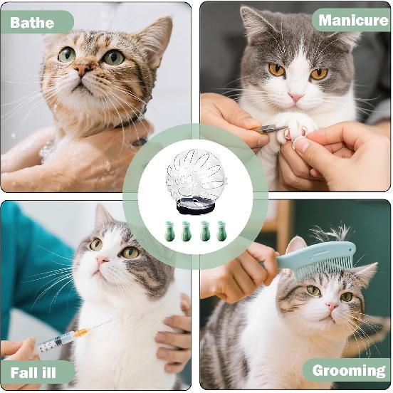 Cat Head Cover,Cat Bubble Muzzle,Cat Helmet for Grooming,Adjustable Hood,Anti-Bite Helmet,with 4 Silicone Paw Shoes,for Pet Bathing Shaving Nail