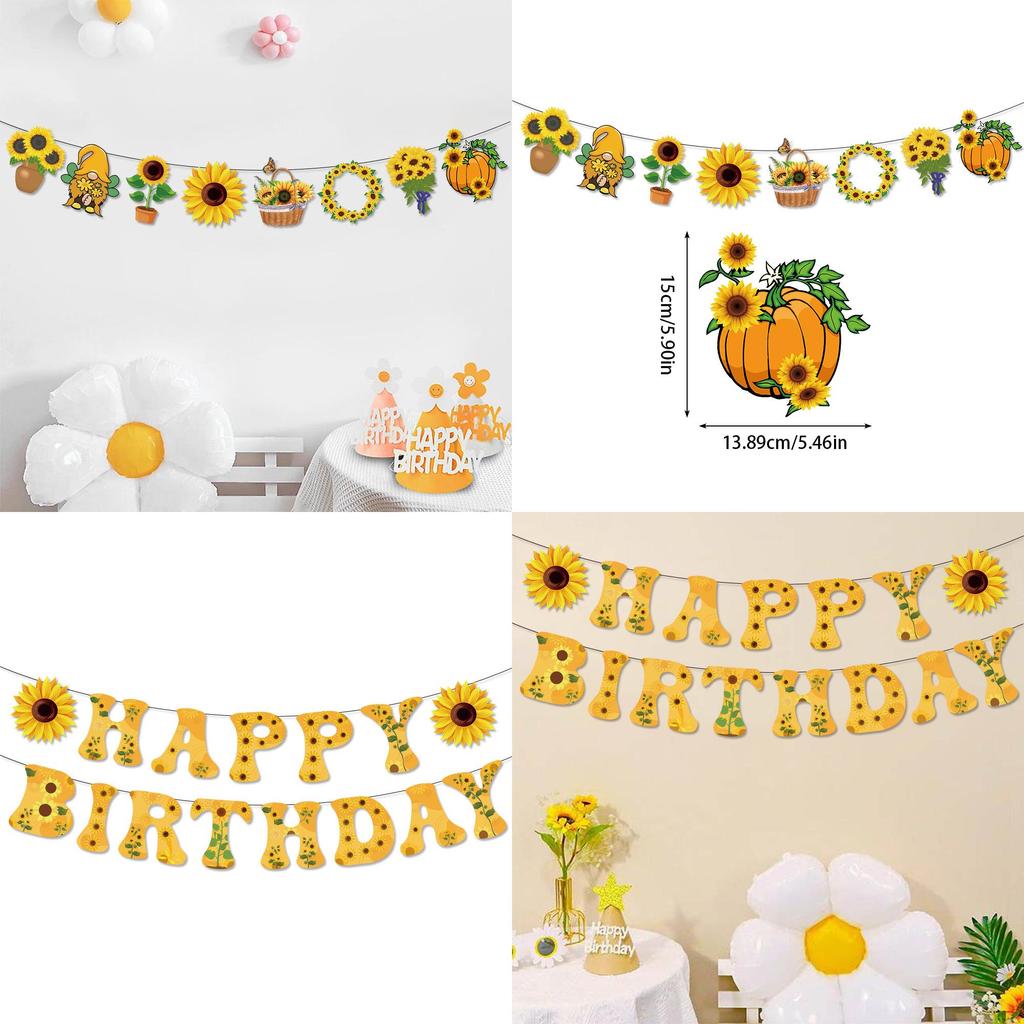 Sunflower Theme Letter Banner For Party Decor With Paper Material For Event Celebrations