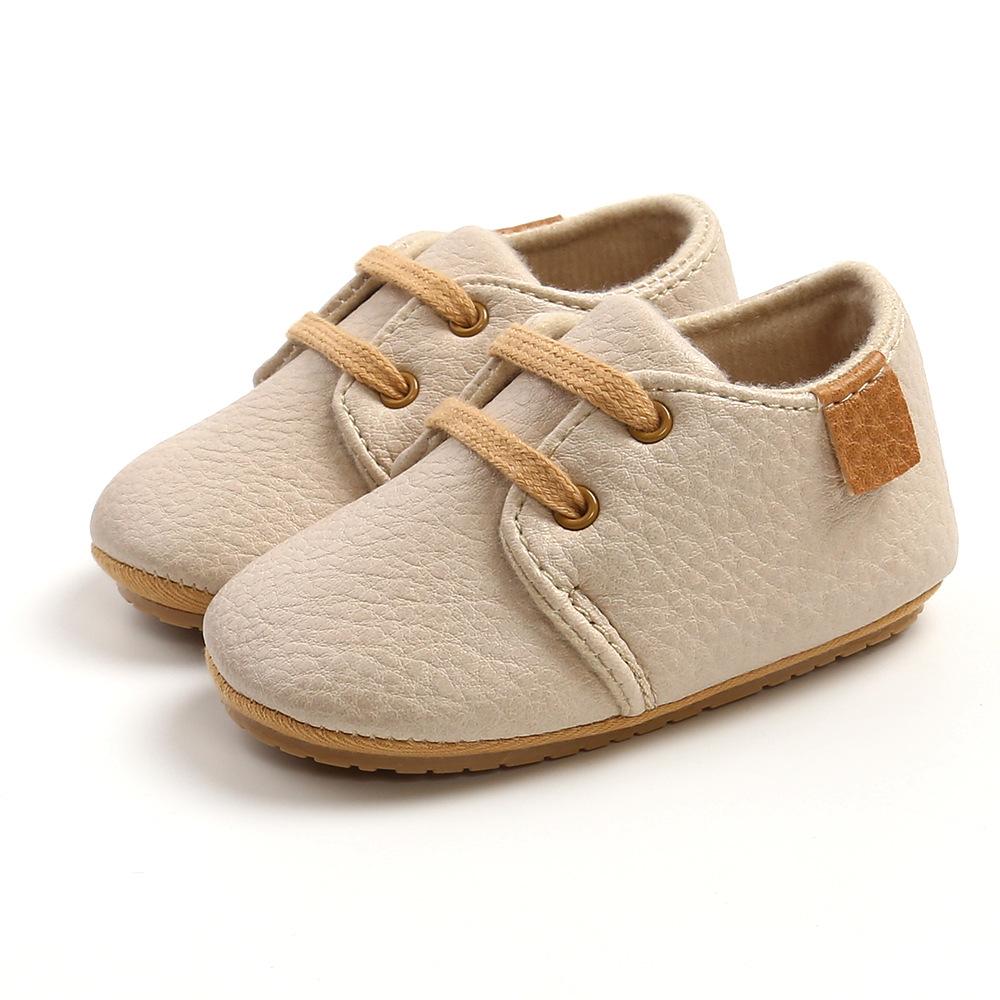 Neugeborene Babyschuhe Mode Lässig Kleinkind Jungen PU-Leder Rutschfest Faltbare Gummisohle Kleinkind Erste Laufschuhe