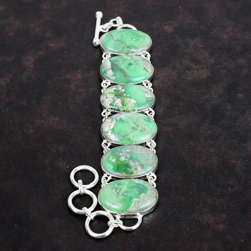 Variscite bracelet genuine gemstone bracelet handmade brand new jewelry 925 sterling silver bracelet adjustable chain bracelet gifts for him