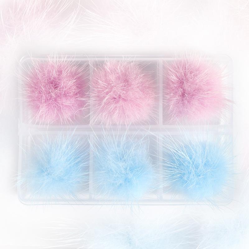 

6 шт./кор. пуховый шарик для ногтей, плюшевый шарик для волос, украшение для ногтей, съемные магниты