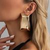 SHIXIN Punk Exaggerated Big Irregular Metal Glossy Stud Earrings for Women Trend 2026 Classic Gold Color Pierced Earring Jewelry