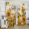2pcs- Bees dancing on sunflowers in summer pattern printed curtains   window decorations   home decorations   room decorations