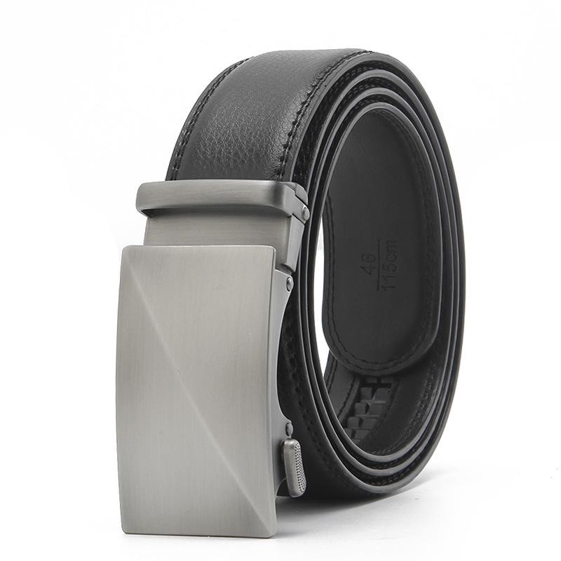 Men's Genuine Leather Automatic Buckle Belt - Versatile Two-Layer Cowhide for Middle-Aged and Young Fashion.