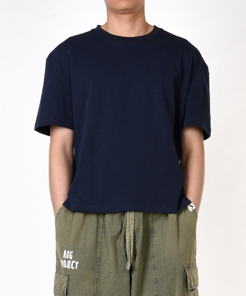 AOG PROJECT Solid Crop Short Sleeve T-Shirt (Navy)