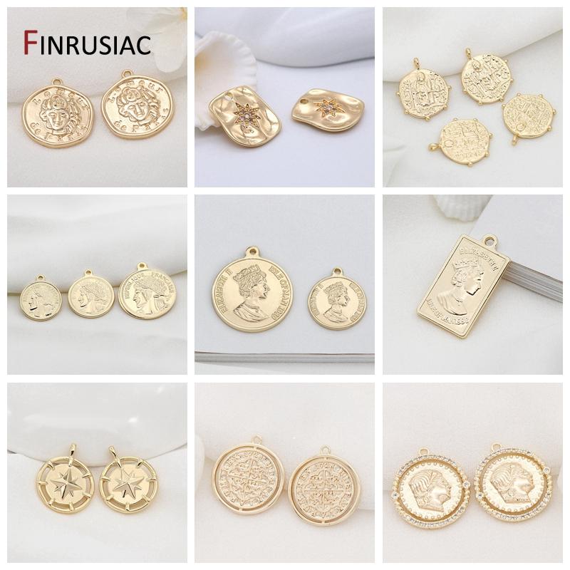 DIY Necklace Pendants Earrings Charms Jewelry Making Accessories Gold Plated Commemorative Coin Pendant Wholesale