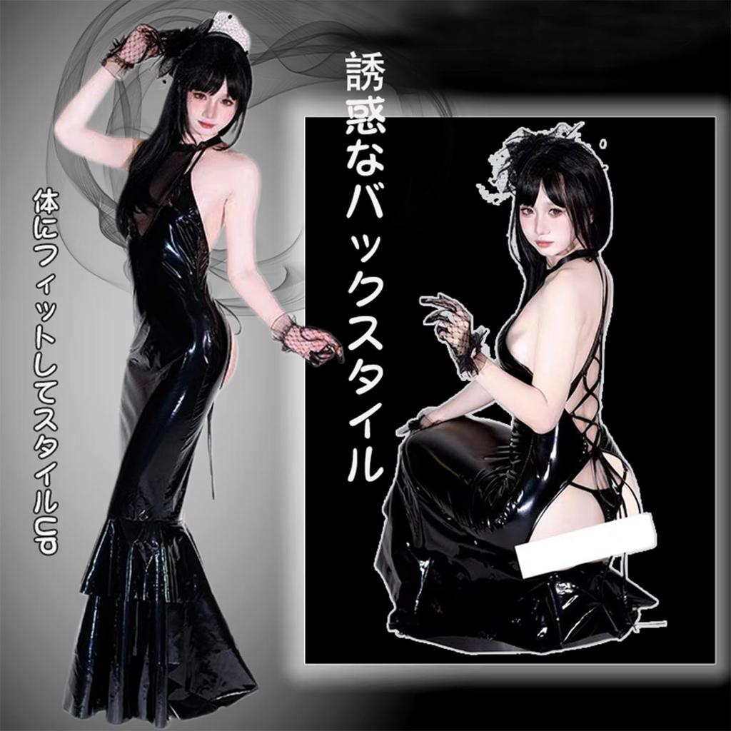 Cosplay Sexy Chinese Cheongsam Dress Chinese Clothes Gothic Lolita One Piece Gothic Punk Lolita Gothic Style Dark Bondage Bodycon Enamel PVC Queen