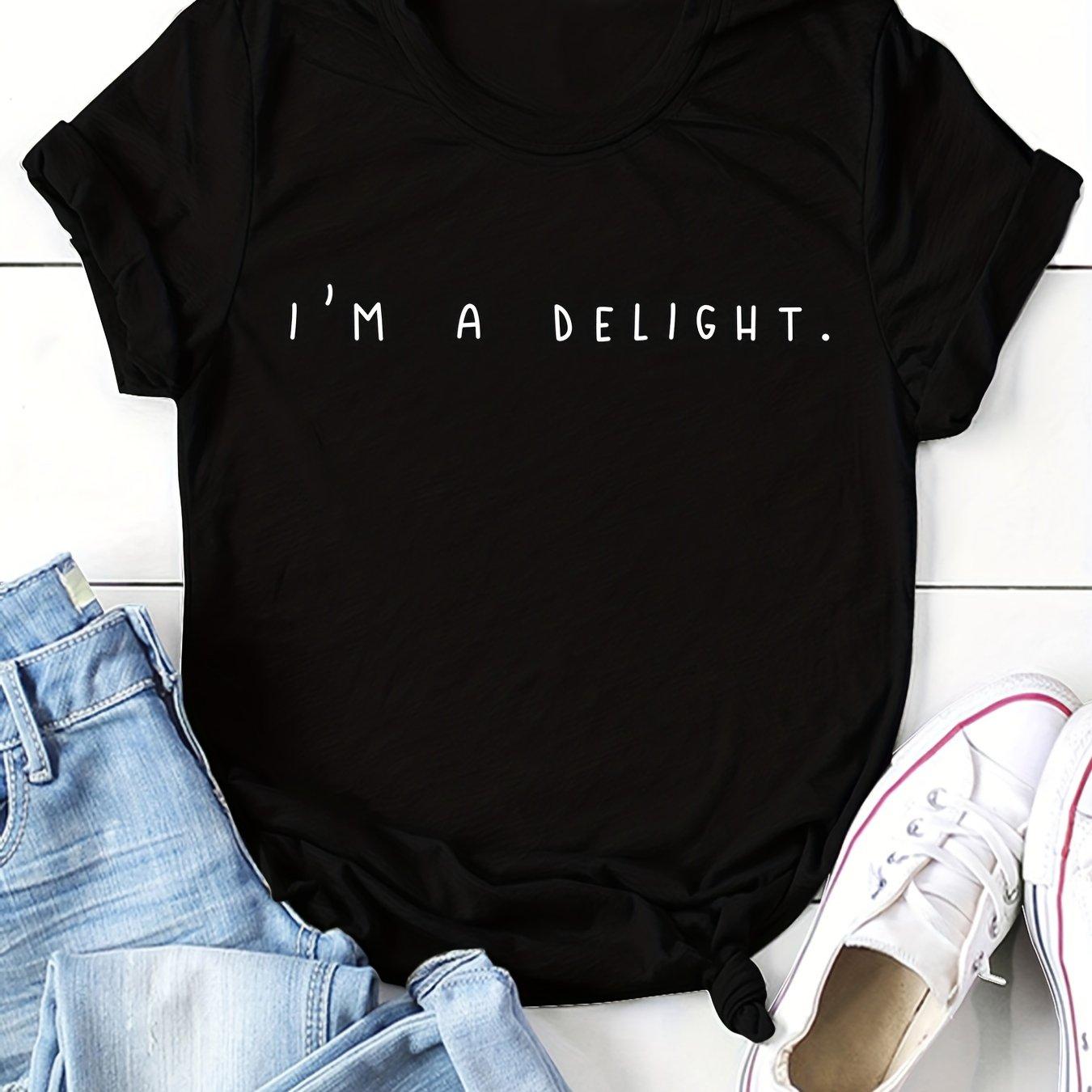 

Повседневный топ с короткими рукавами и принтом I'm A Delight на лето