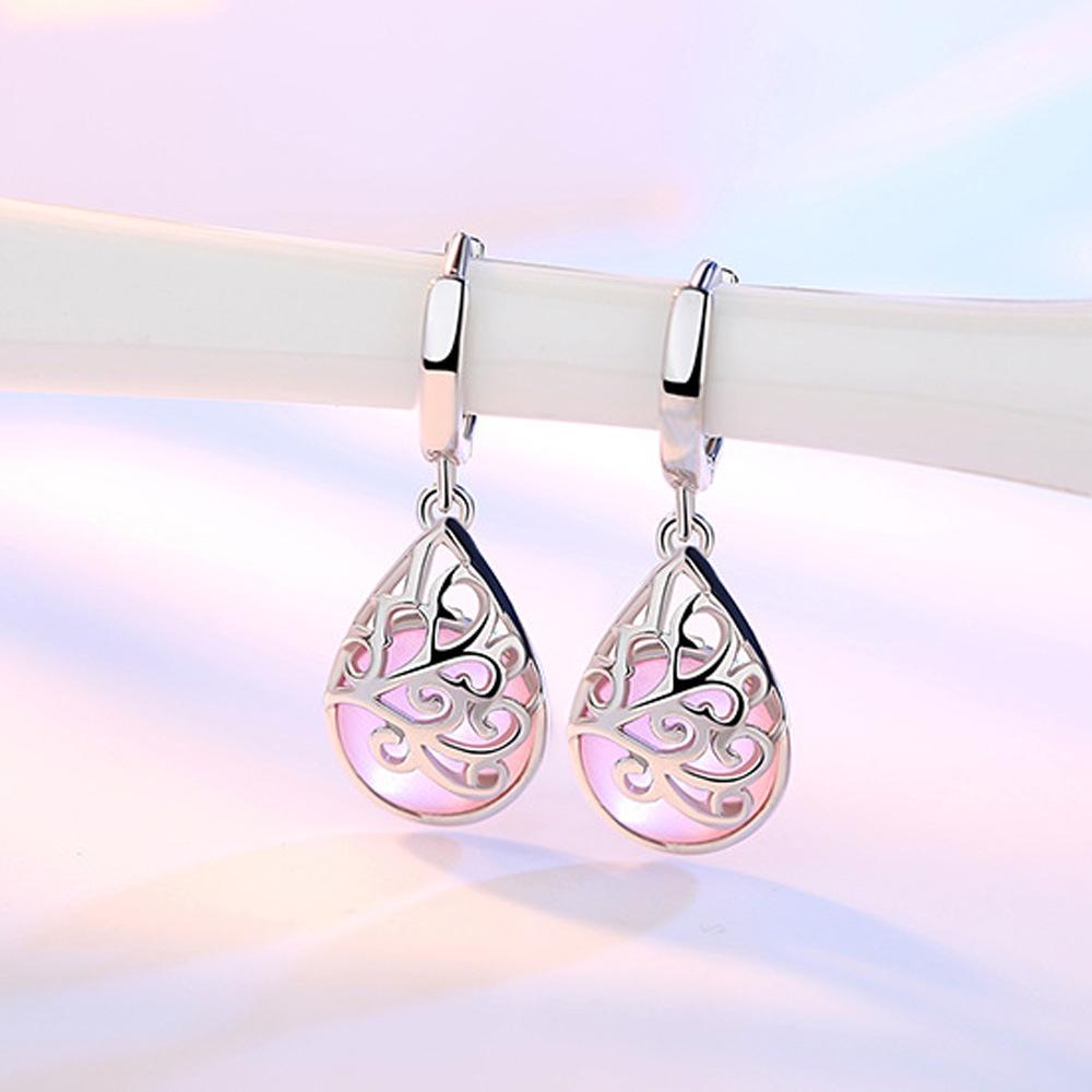 Silver-Plated Moonlight Cat's Eye Earrings: Exquisite Dangle and Stud Designs for Women