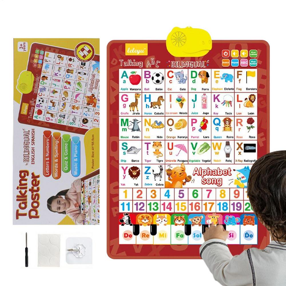 Alphabet Wall Chart Interactive Bilingual Talking Toy Spanish And English Music Kids Learning Posters For Ages 3-8 Language