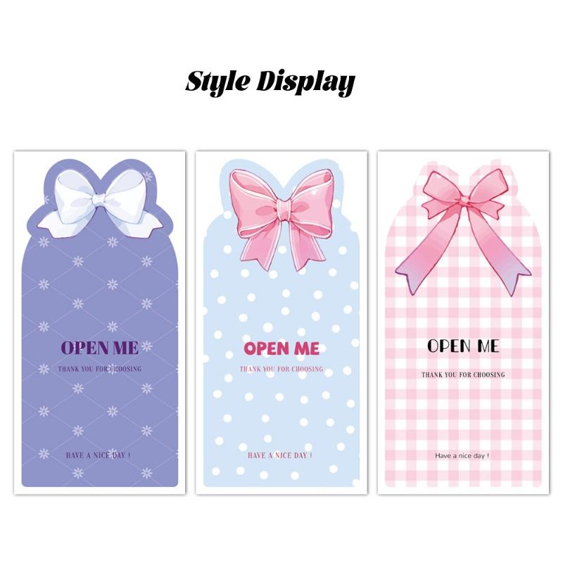 50Sheets/Bag Glossy Bow Sealing Stickers, "Open Me" English Text, Single-Use Paper Labels For Package Sealing, Gift Decoration,