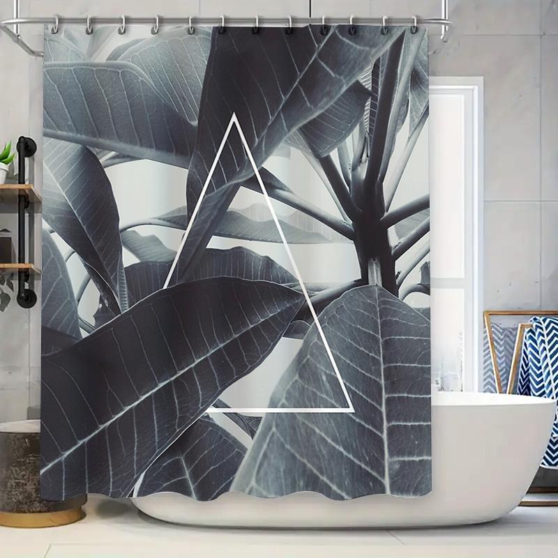 

Black Leaf Shower Curtain Botanical Nature Bathroom Decor Waterproof Fabric Vintage Farmhouse Backdrop Modern Artistic Wall Hang W60H190(CM)-1 Pcs