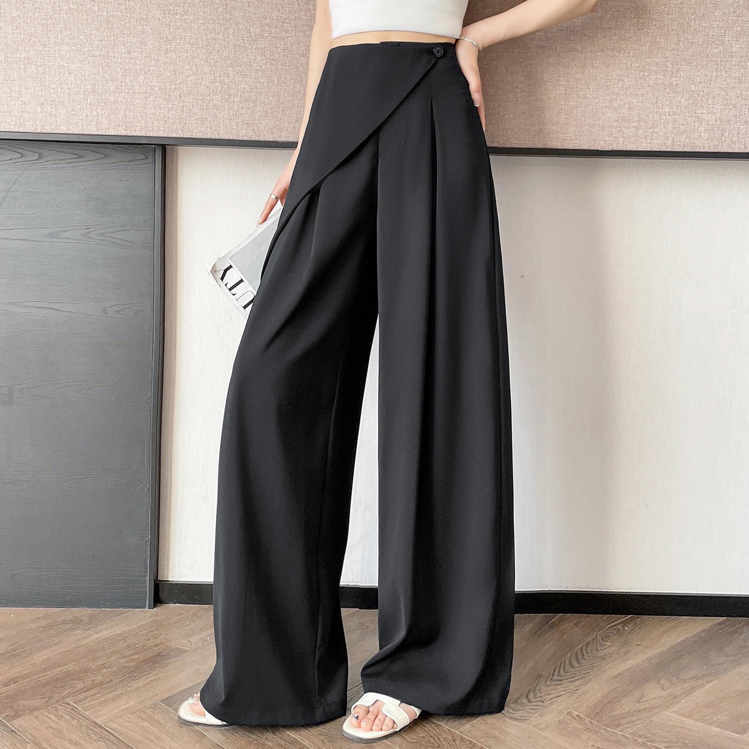 

Apricot High-Waisted Wide-Leg Culotte Pants for Women, 2026 Spring/Summer New Arrivals: Stylish, Suit-Inspired, Floor-Length, Casual Wear XL чёрный