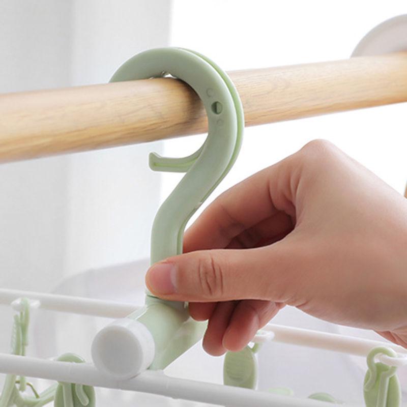 Foldable Windproof Clothes Drying Rack with 12 Clips for Socks - Ideal for Dorms, Students, and Families