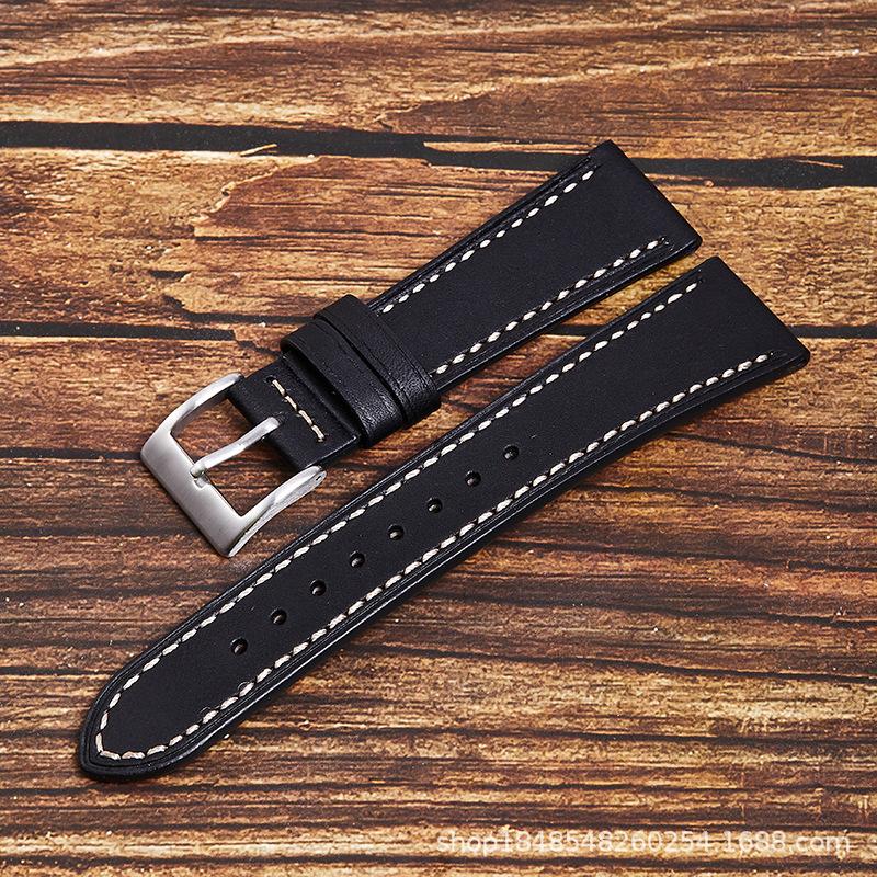 Retro First-Layer Leather Strap Unisex 18Mm Pin Buckle High-End Oil Bead Strap