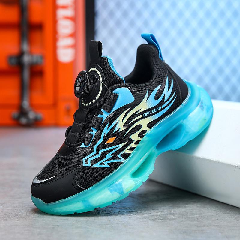 337 Boys Shoes 2025 Autumn and Winter Warm Non-slip Soft-soled Sports Shoes Rotating Buckle Adolescent Children Leather Running