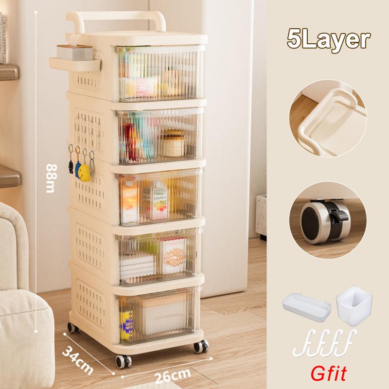 Household Pegboard Plastic Trolley Drawer Snack Toy Cabinet Living Room Bedroom Study Multi-Layer Storage Cabinet