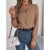 Women's Blouses Solid Color Long Sleeve Sleeved Tops Female Sexy V Neck Casual Loose Pullover Lady Elegant Autumn Shirts