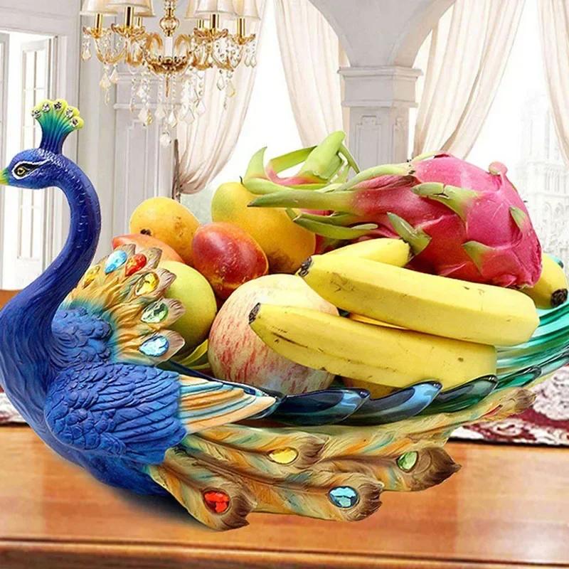 

Тарелка для фруктовых конфет в европейском стиле с павлином для дома, гостиной, тарелка для сухофруктов Dim Sum, настольная креативная подставка для хранения, украшение для закусок