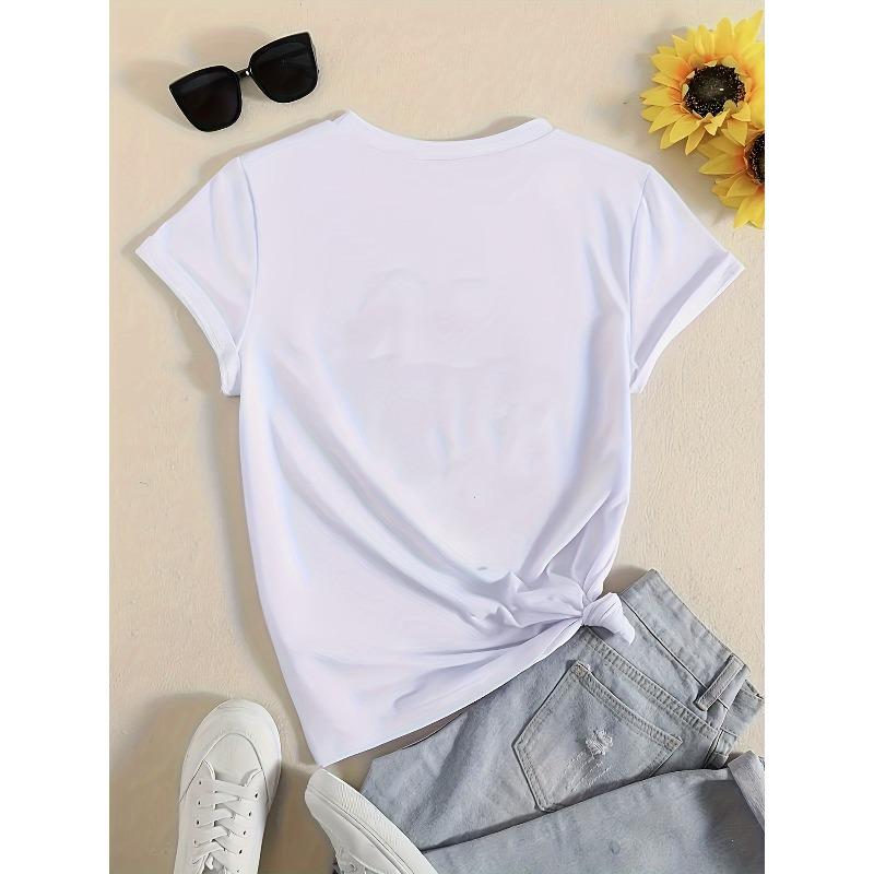 Womens Yellow Inspirational Butterfly Print T Shirt Casual Round Neck Short Sleeve Polyester Fiber Machine Washable Spring Summer Top