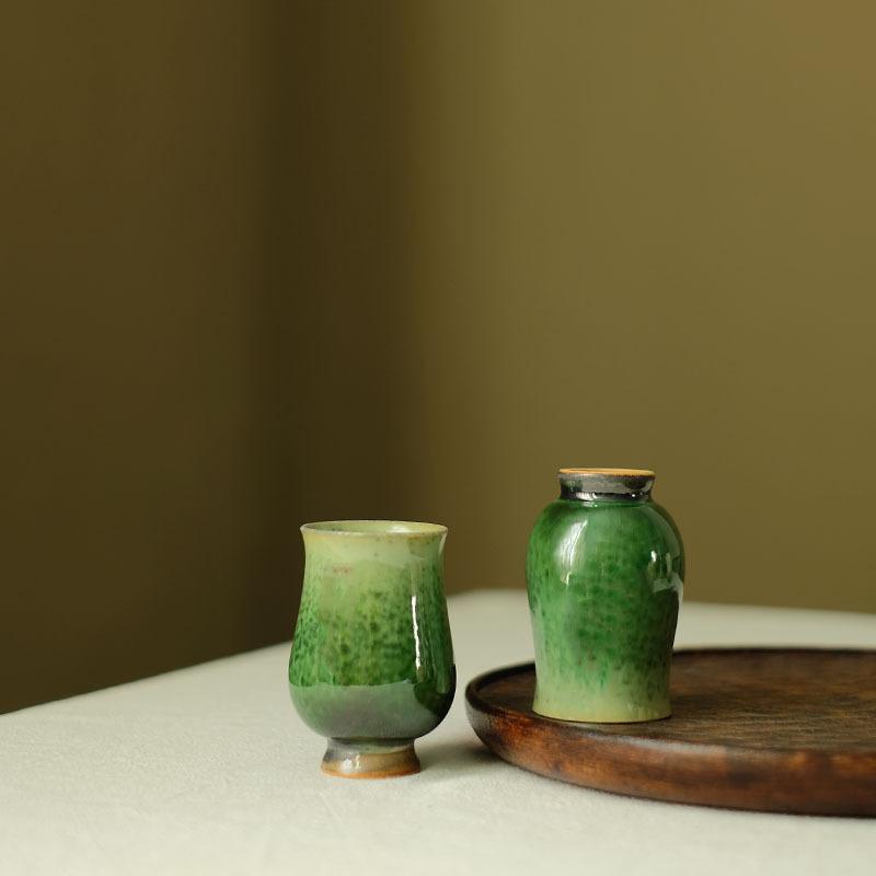 High temperature kiln change glaze high foot smell cup handmade women use firewood kiln change small teacup three colors