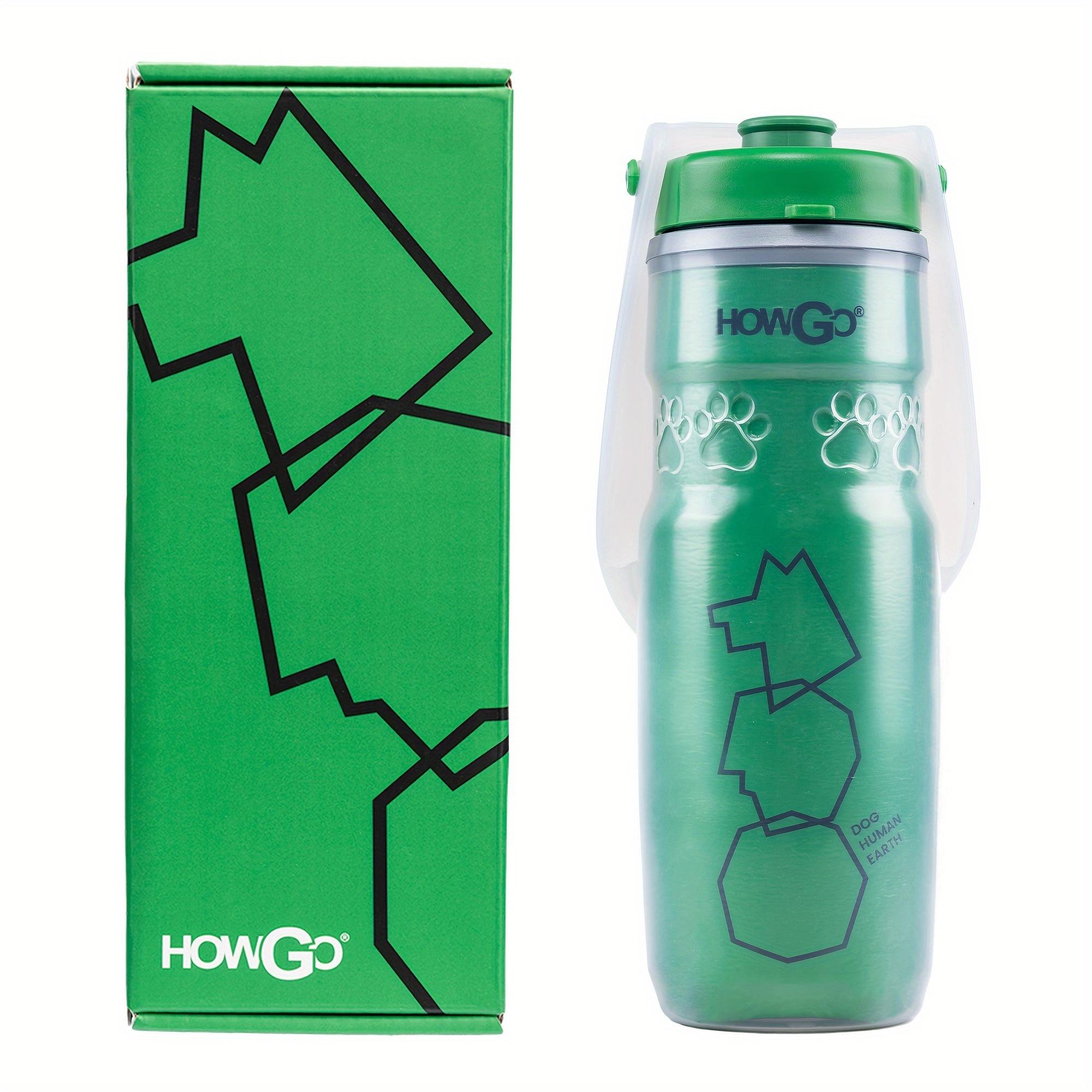 

Портативная бутылка для воды для собак с дорожной миской для приключений на свежем воздухе - герметичная бутылка для воды для домашних животных с фильтром из активированного угля зелёный