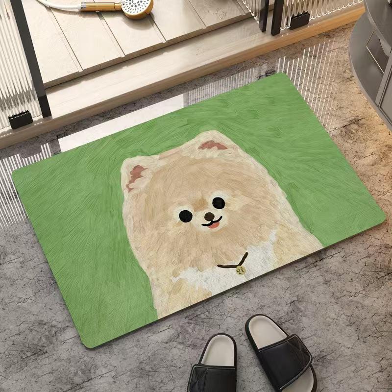 Creative Oil Painting Dog Carpet Entrance Bathroom Anti Slip Absorbent Mat Pet Eating Mat Floor Mat Home Decoration