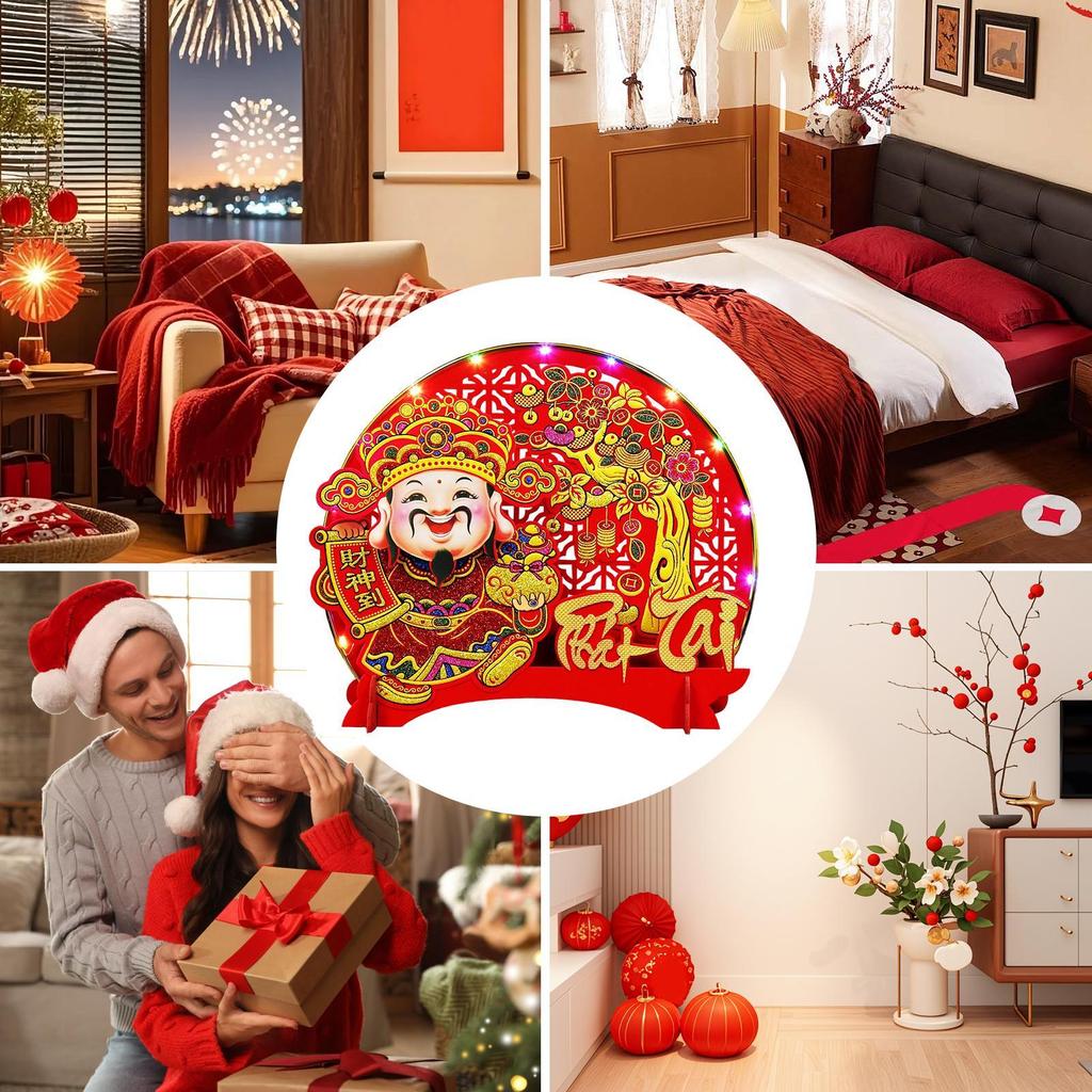 Vietnamese Nodding God of Wealth Ornament with Light 2026 Year of the Horse Good Luck Ornament for New Year Spring Festival