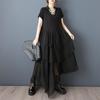 Kurzärmlig Übergröße Vintage Schwarz Neu in Kleider für Frauen lässig locker langes Sommerkleid