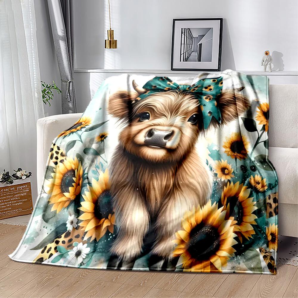 Highland Cow Selfie Flannel Blanket,Lightweight,Office Blanket,Sofa Blanket,Comfortable Blanket