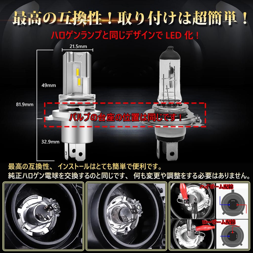 Briteye H4 Motorcycle LED Vehicle Inspection CREE Integrated H4 LED Bulb for 6500K 1pc Headlight, Compliant, Chip, Design, Motorcycles, HI/LO