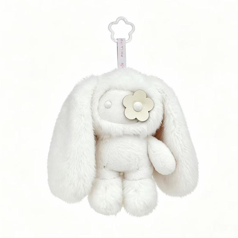18/30cm Juju Konijn Sleutelhanger Bloemenoog Juju Konijnen Sleutelhanger Lange Oren Konijntje Sleutelhanger Schattig Konijn Hanger Halloween Verjaardagscadeau white