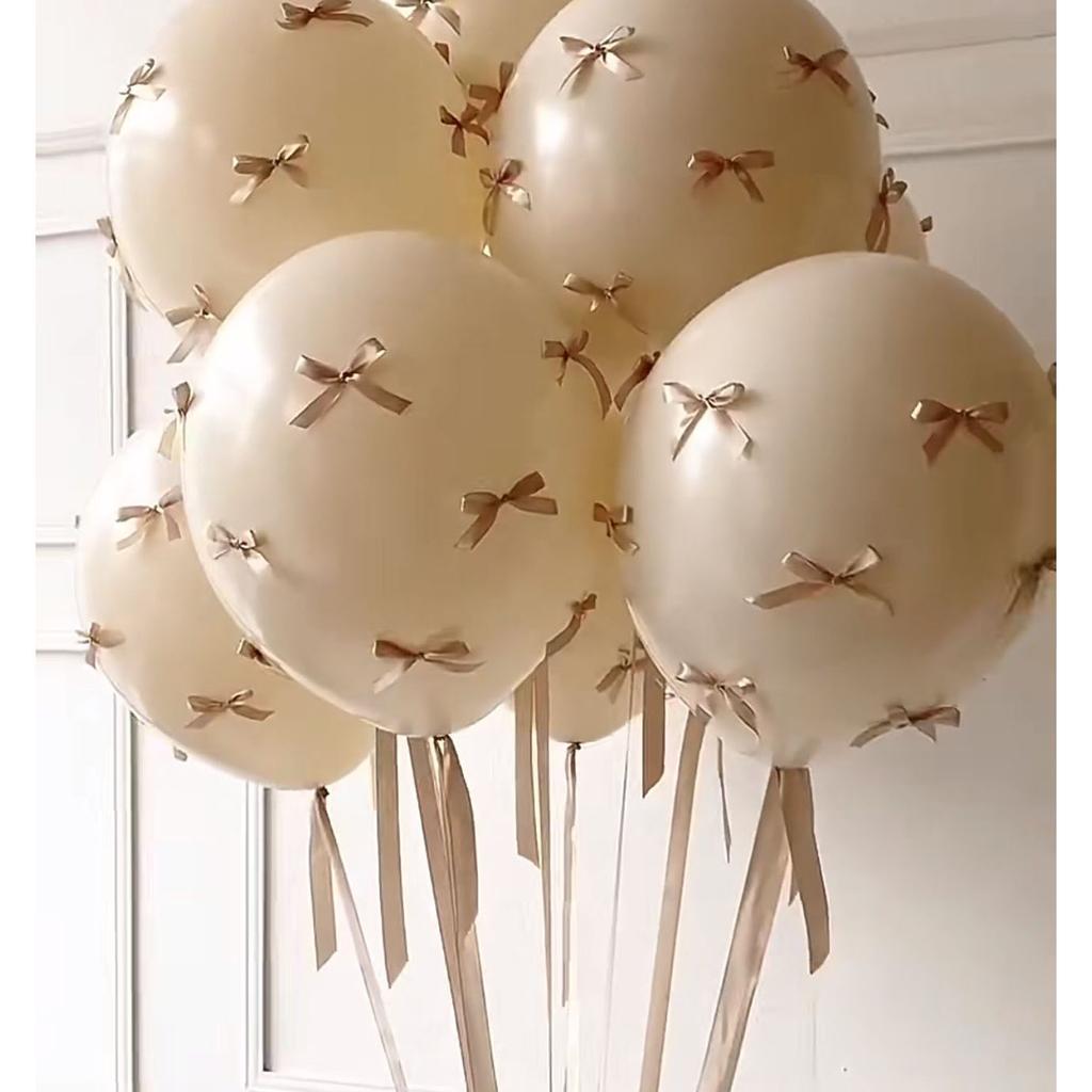 Rosa rosettband Coquette Ballonger för Möhippa Förlovning Bröllop Baby Shower Dekorationsballonger