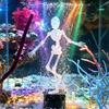 1Pcs Dancing Skeleton Aquarium Bubbler Unique 3D Printed Plastic Skull Ornament for Fish Tank Landscaping