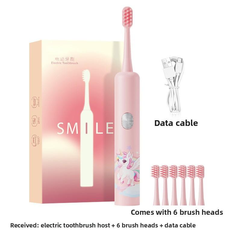 

Детская электрическая зубная щетка в подарок Милая мультяшная электрическая зубная щетка с мягкой щетиной Умный таймер Звуковая электрическая зубная щетка 6 brush heads