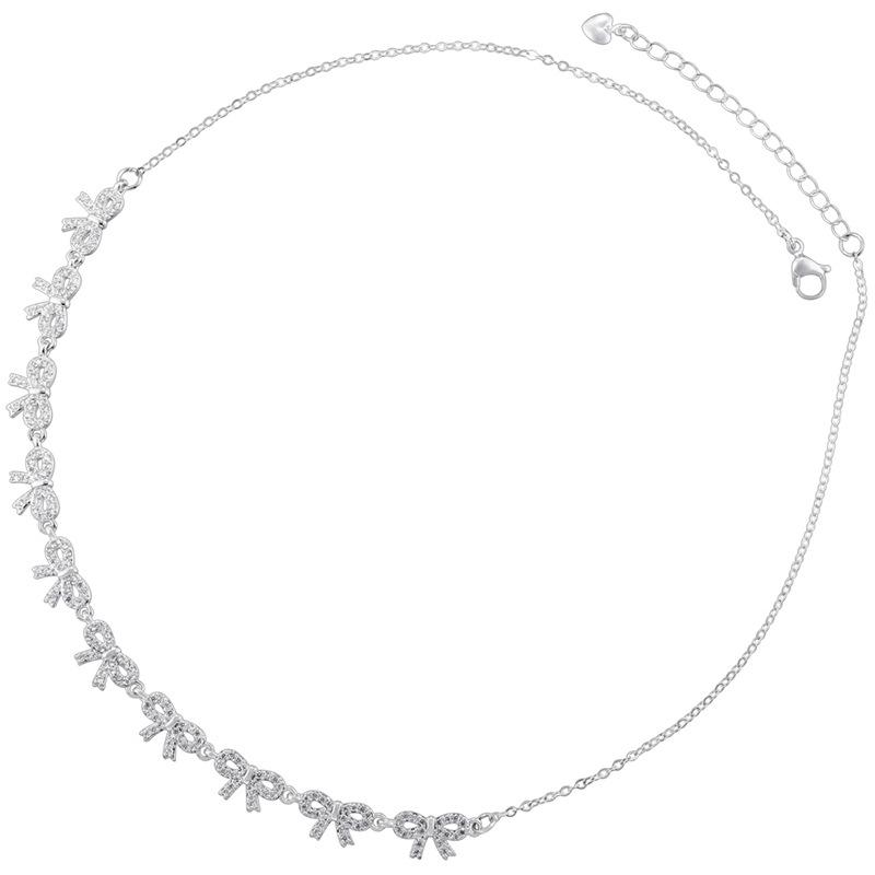 Sweet Temperament Bow Adjustable Bracelet Necklace Ol Butterfly Splicing Jewelry Set Vl492-493