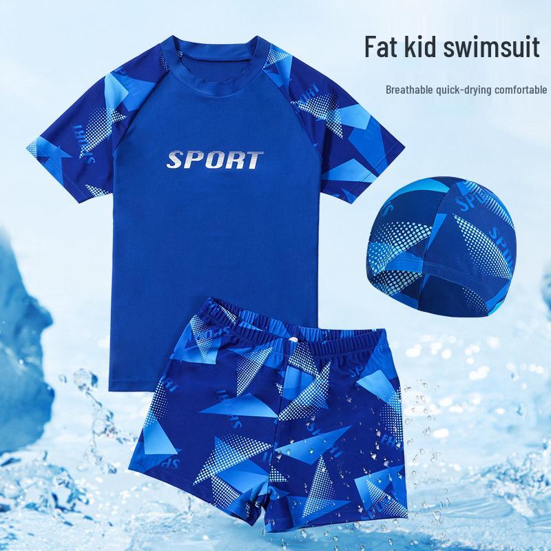 About 2025 Plus Size Kids Navy Blue Swimsuit and Summer Beach Shorts