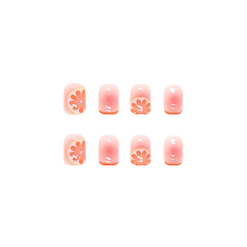 Unghie Finte Estate Nuovo Rosa Indossa Unghie Arancione Nail Art Unghie Finte Rimovibili