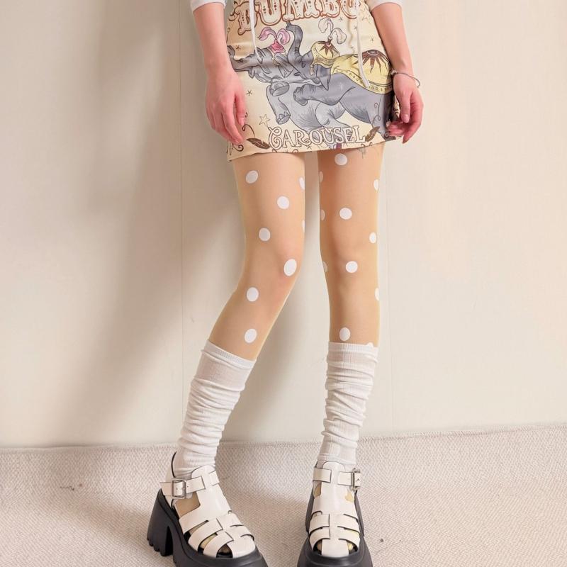 

Ins Women S Polka Dot Stockings Sweet Trendy Spicy Girls Footed Tights Sexy Printed Pantyhose Jk Skirt Accessories Thin Stocking One Size