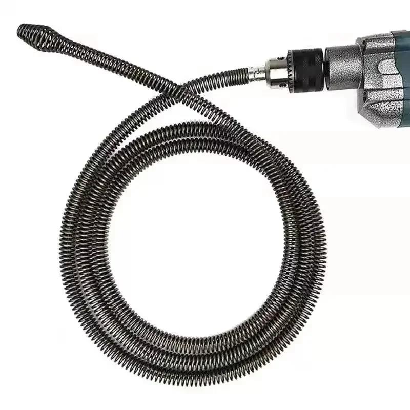 Spring Sewer Dredging Tool, Spring Pipe Dredging Tools Drain Hose Cleaner Sticks Clog Remover Snake Drain with Drill Adapter