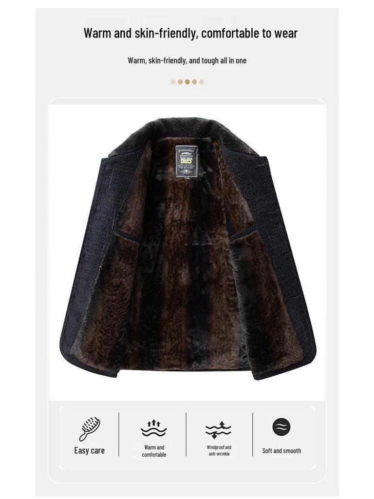 Men's Corduroy Lapel Cotton Jacket - Plus Velvet Thickened, 2025 Autumn/Winter Style for Middle-Aged & Elderly Dads