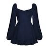 Women's Square Neck Long Sleeve Solid Romper High Waist Ruffled Layered Playsuit