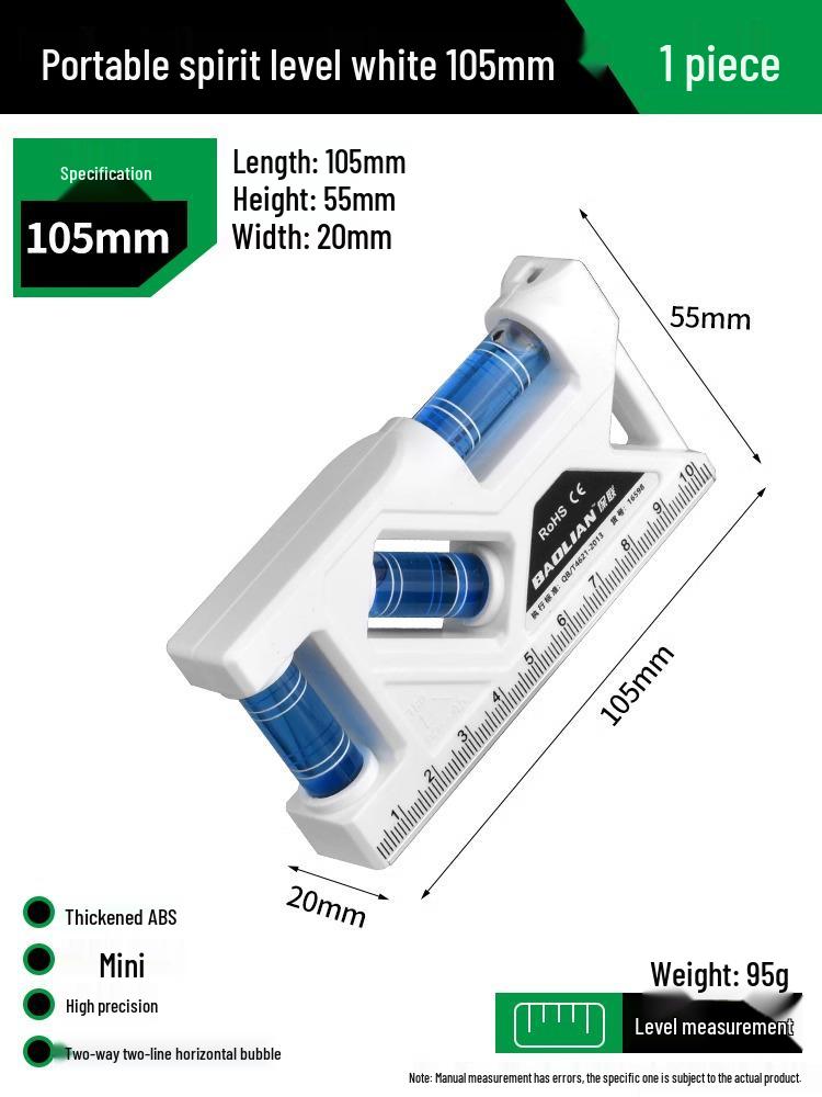High-Precision Magnetic Spirit Level Protractor - Drop-Proof Mini Ruler