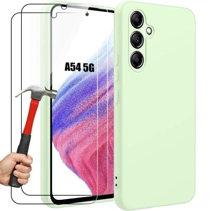 Coque + 2 Verres Trempés - BOOLING - pour Samsung Galaxy A54 5G - Silicone Mat - Protection Ultra Slim - Vert