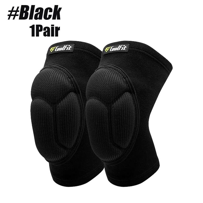 

1 пара волейбольных наколенников для мужчин и женщин, толстая губка для предотвращения столкновений, теплая, противоскользящая наколенница, для йоги, работы, садоводства M чёрный