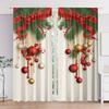 Christmas Ornament Curtains Insulated Privacy Design Polyester Holiday Window Decor Festive Home Thermal Set Of 2 Made With Rod Pocket