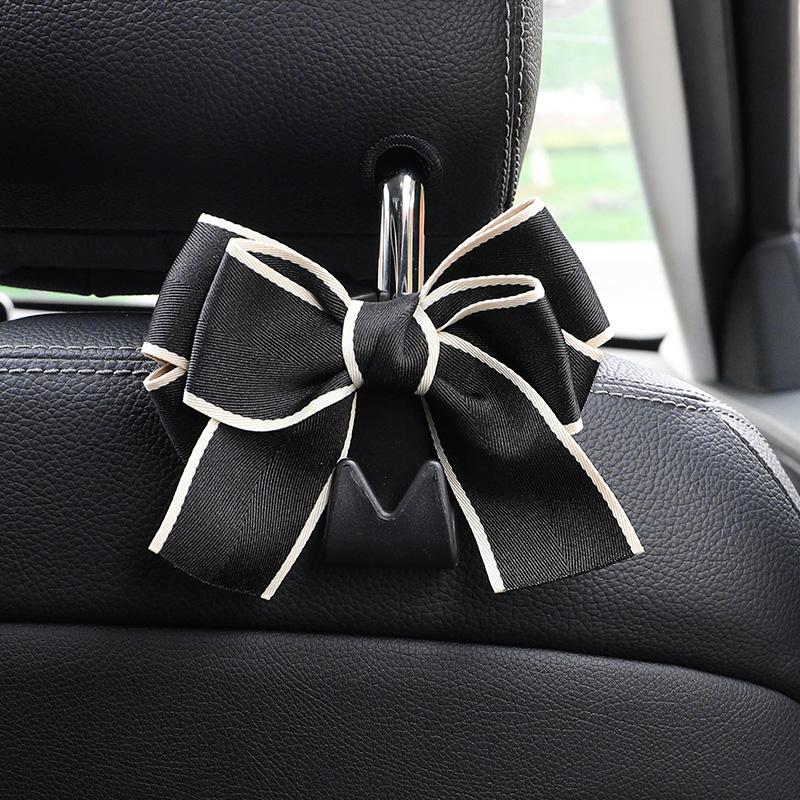 Cute Diamond Bowknot Car Seat Back Storage Hooks Vehicle Headrest Organizer Hanger for Groceries Bag Car Interior Accessories