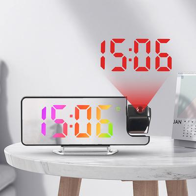 Projection Alarm Clock USB Charger LED Mirror Digital Clock Brightness Adjustable Projection Digital Alarm Clock for Home Office
