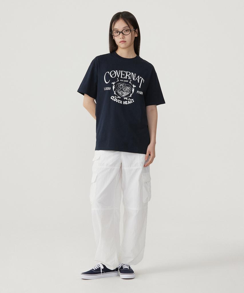 COVERNAT WOMAN Oversized Vintage Graphic T-Shirt Navy